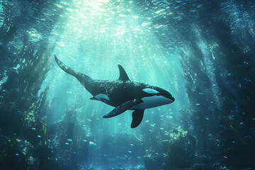 Orca or killer Whale Swimming underwater