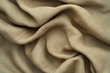 Draped Beige Fabric Showing Texture and Waves