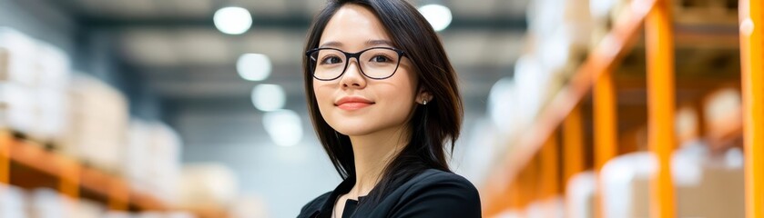 Woman in glasses immersed in the world of books, a journey through the library's treasures