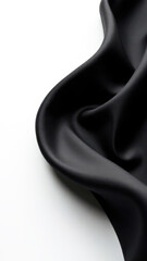 Elegant black silk fabric gracefully draped and fluttering on white background, soft waves. Vertical futage for promotions, discount offers, social media and sales