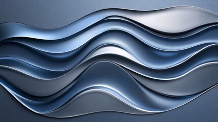 Obraz premium Abstract Blue Metallic Waves Background Texture
