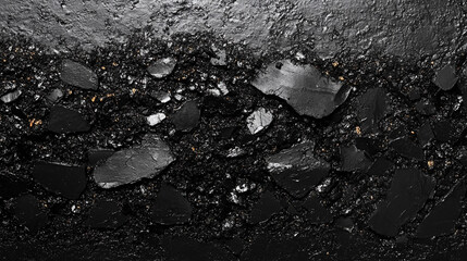 Close-up of biochar black soil texture, rich dark fertile earth in minimalistic bright light tone modern blurred empty space for caption focus on sustainable agriculture and nature's rejuvenation

