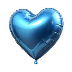 png love or heart shape of Foil sky blue balloon isolated on transparent background. Generative AI.