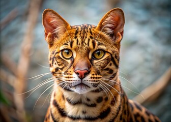 Obraz premium Majestic Red-Spotted Leopard Cat Portrait: Minimalist Wildlife Photography