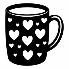 Black Silhouette Mug with Heart Pattern