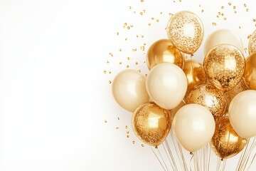 Elegant isolated golden balloons perfect for celebrations.