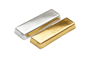 Foil wrapped chocolate bars on transparent background 