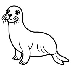 Cute Black Vector Sea Lion Line Art Black Vector Silhouette Cartoon  Illustration