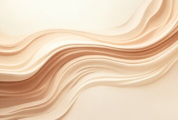 Obraz premium Elegant Flowing Layers: A Soft, Wavy Abstract in Warm Beige and Cream Tones, Evoking Serenity and Organic Movement Through Gentle, Curved Textures.