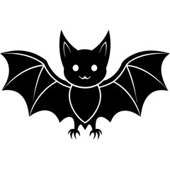Cute Black Vector Bat Line Art Black Vector Silhouette Cartoon  Illustration