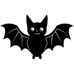 Cute Black Vector Bat Line Art Black Vector Silhouette Cartoon  Illustration