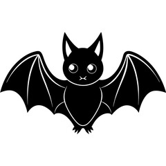 Cute Black Vector Bat Line Art Black Vector Silhouette Cartoon  Illustration