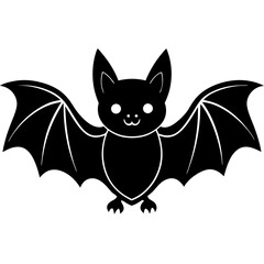 Cute Black Vector Bat Line Art Black Vector Silhouette Cartoon  Illustration