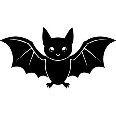 Cute Black Vector Bat Line Art Black Vector Silhouette Cartoon  Illustration
