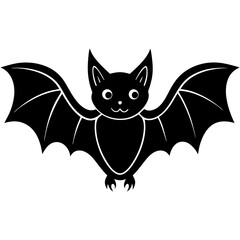 Cute Black Vector Bat Line Art Black Vector Silhouette Cartoon  Illustration