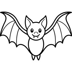 Cute Black Vector Bat Line Art Black Vector Silhouette Cartoon  Illustration
