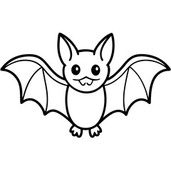Cute Black Vector Bat Line Art Black Vector Silhouette Cartoon  Illustration