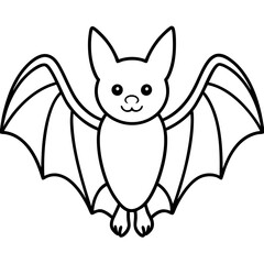 Cute Black Vector Bat Line Art Black Vector Silhouette Cartoon  Illustration