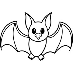 Cute Black Vector Bat Line Art Black Vector Silhouette Cartoon  Illustration
