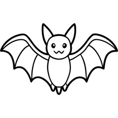 Cute Black Vector Bat Line Art Black Vector Silhouette Cartoon  Illustration