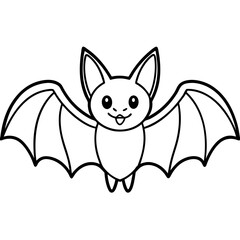 Cute Black Vector Bat Line Art Black Vector Silhouette Cartoon  Illustration