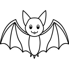 Cute Black Vector Bat Line Art Black Vector Silhouette Cartoon  Illustration