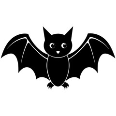 Cute Black Vector Bat Line Art Black Vector Silhouette Cartoon  Illustration