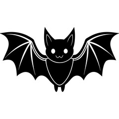 Cute Black Vector Bat Line Art Black Vector Silhouette Cartoon  Illustration