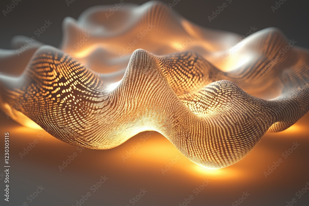 Poster a glowing data stream forming intricate 3d shapes