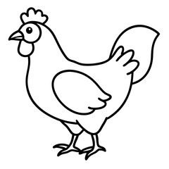 Chicken in doodle simple style on white background