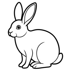 Rabbit in doodle simple style on white background