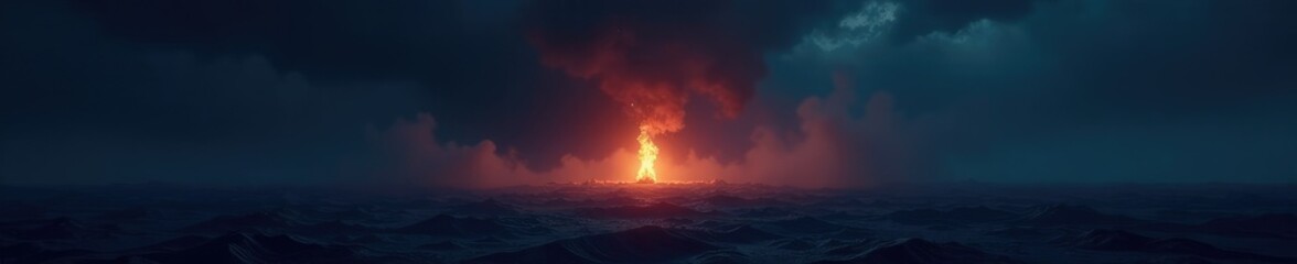 A lone flame flickers in the darkness of a featureless void, desolate, isolation, void