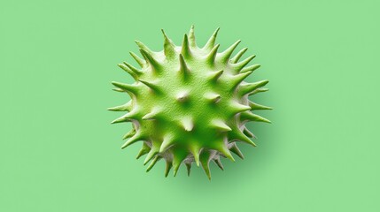 Detailed Green Spiky Seed on Soft Green Background for Nature Use