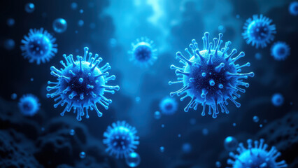 Obraz premium A microscopic view of a computer virus with a blurred background to represent internet security.