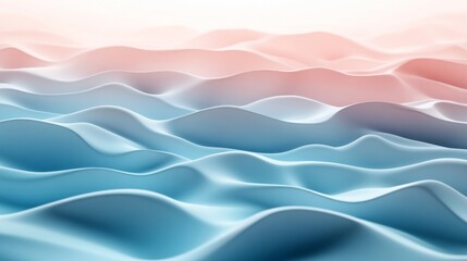 Fototapeta premium Abstract Pastel Waves Background: Smooth Blue Pink 3D Render