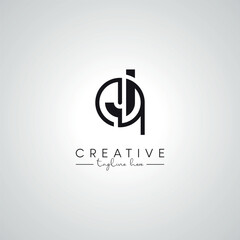 QJ JQ Letter Modern Artistic Logo Design. Initial Based Vector Template.