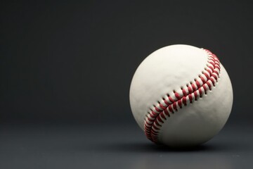 Isolated Baseball Ball On Dark Gray Background, contrasting color, simple