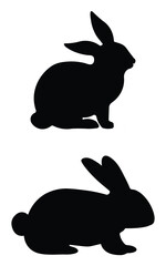 Black color two pics  rabbit silhoutte graphics design