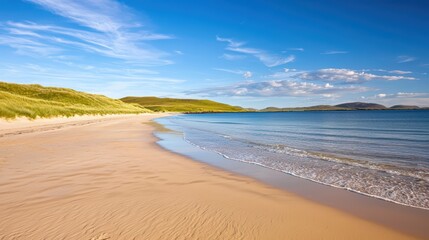Serene Beach Landscape with Clear Sky and Gentle Waves at Dusk