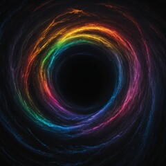 A black hole with rainbow light bending around it