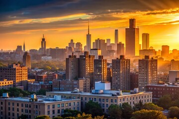 Minimalist Bronx Skyline, Urban Architecture, New York City