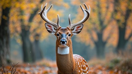 Deer Animal Isolated on a White Background, Graceful and Majestic with Elegant Antlers