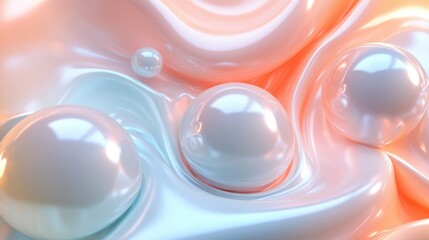 Abstract Pearlescent Spheres in Flowing Liquid