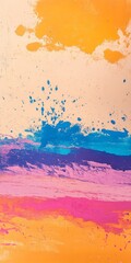Obraz premium A painting with splatters of paint in various colors. The painting is abstract and has a lot of texture. The colors are bright and bold, creating a sense of energy and movement