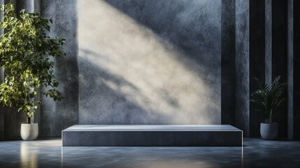 Modern Minimalist Interior Design with Concrete Podium