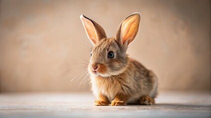 Obraz premium Minimalist Flatlay: Adorable Brown Baby Rabbit - Generative AI Photography