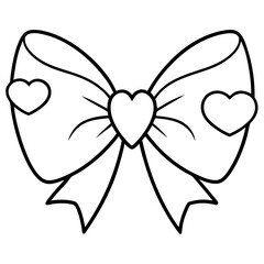 Elegant Heart Bow Line Drawing