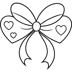 Elegant Heart Bow Line Drawing
