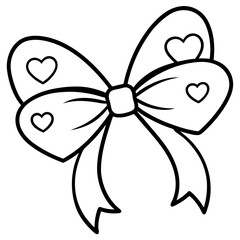Elegant Heart Bow Line Drawing