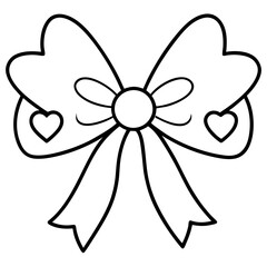 Elegant Heart Bow Line Drawing